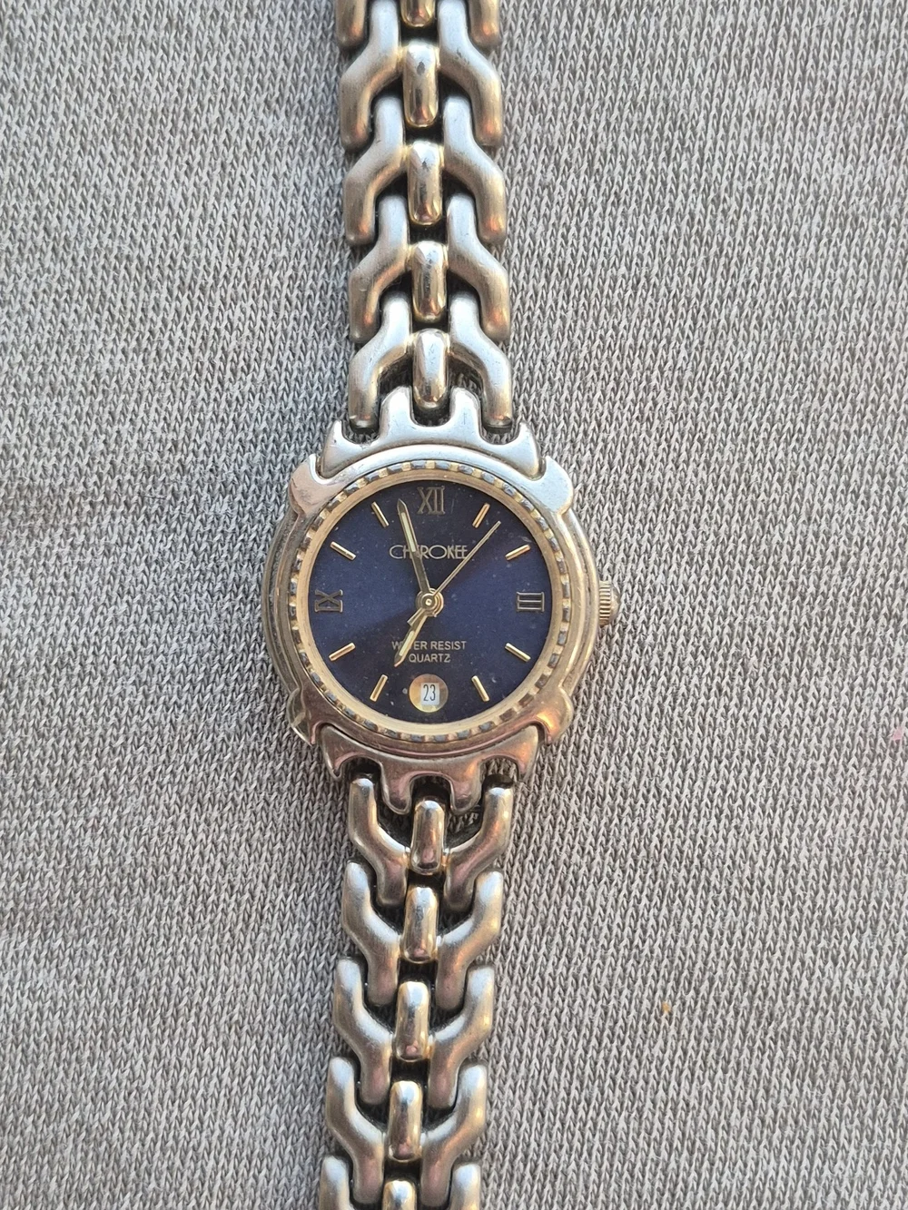 Cherokee Silver-Tone Blue Dial Quartz Watch